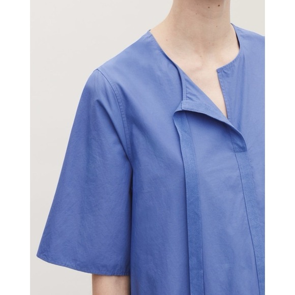 COS Dress Womens Size 8 Blue Short Sleeve Oversized Cocktail Formal Midi - Picture 3 of 12